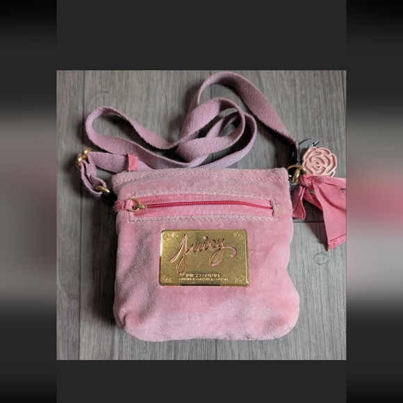 Juicy Couture Handbags - Juicy Couture Y2K Velour Mini Crossbody Bag 🩷🌸🌸🌸🩶